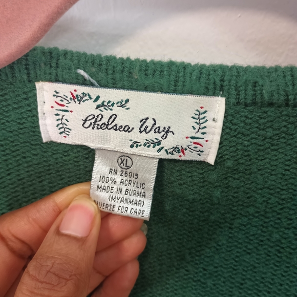 Plus size XL Women's cardigan sweater green thick warm fall winter button down - Picture 2 of 4